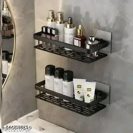 Bathroom plastic Shelves No-Drill Corner Shelf Shower Storage Rack PACK OF 2-image-38