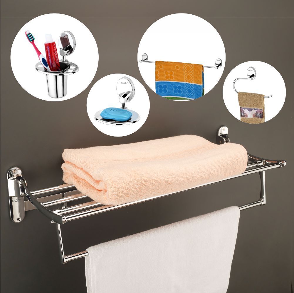 5 in 1 Set | Towel Hanger, Soap Holder, Towel Bar, Ring & Toothbrush Stand Stainless Steel Toilet Paper Holder-image-31