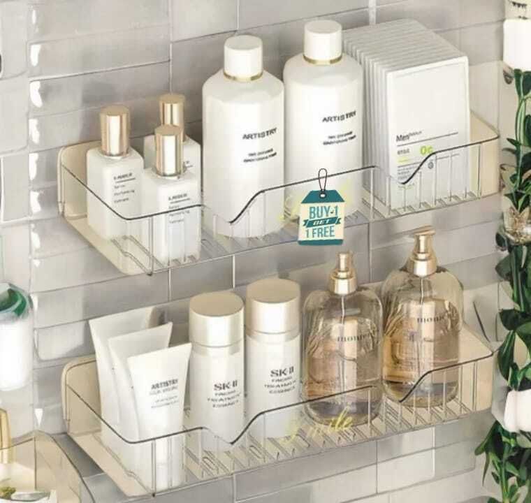 jukol SELF ADHESIVE BATHRROM KITCHEN RACK Plastic Wall Shelf-picture-3