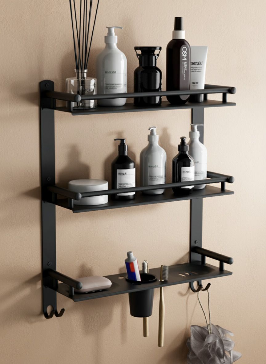Modern Bathroom Shelf Rack With Soap and Toothbrush Holder Bathroom Accessories Stainless Steel Wall Shelf-image-38