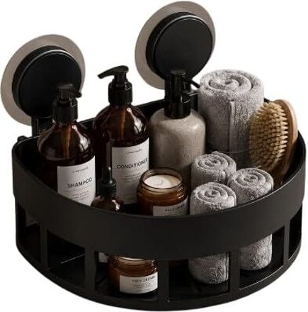 hvk Premium Plastic Corner Bathroom Shelf No Drill Suction Shower Organizer Rack Plastic Wall Shelf-picture-44