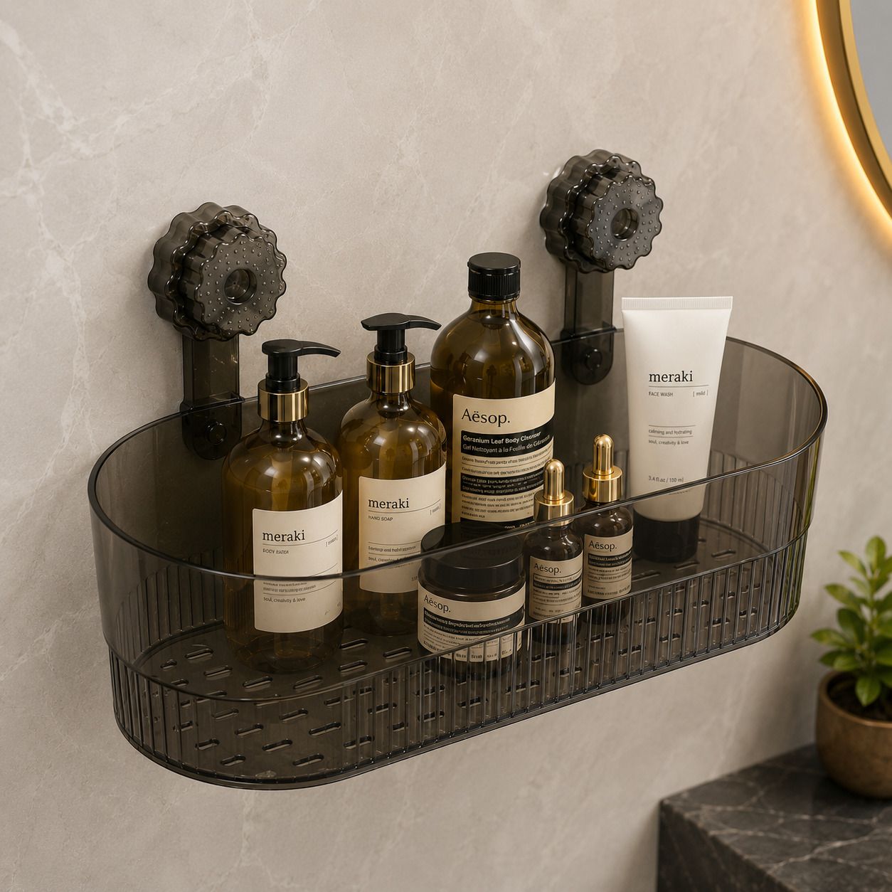domvique Rotary Lock Bathroom Organizer Plastic Wall Shelf-picture-17