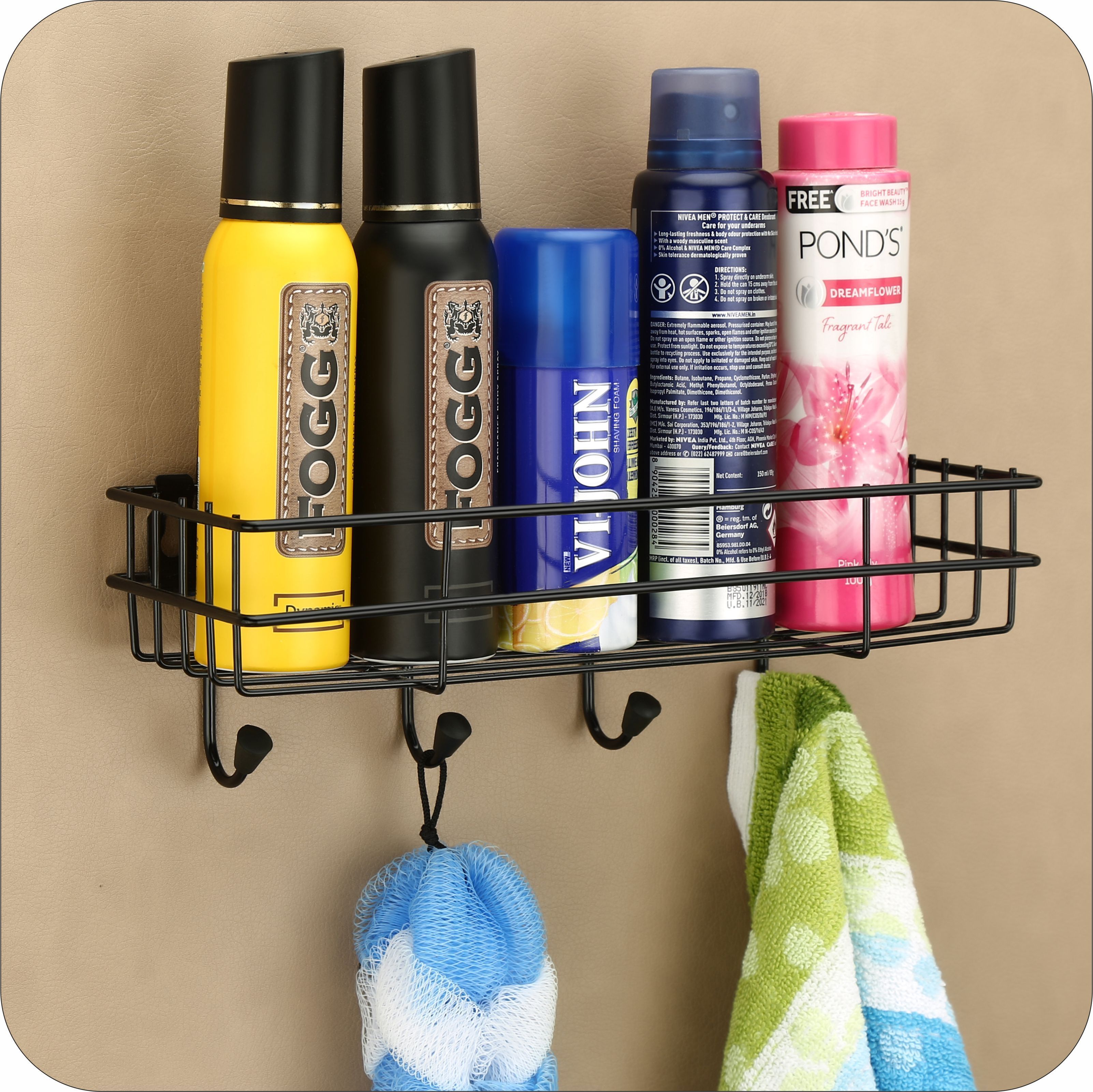 Self-Adhesive Bathroom shelf Organiser Without Drill Bathroom Shelves Rack Steel Wall Shelf-image-33