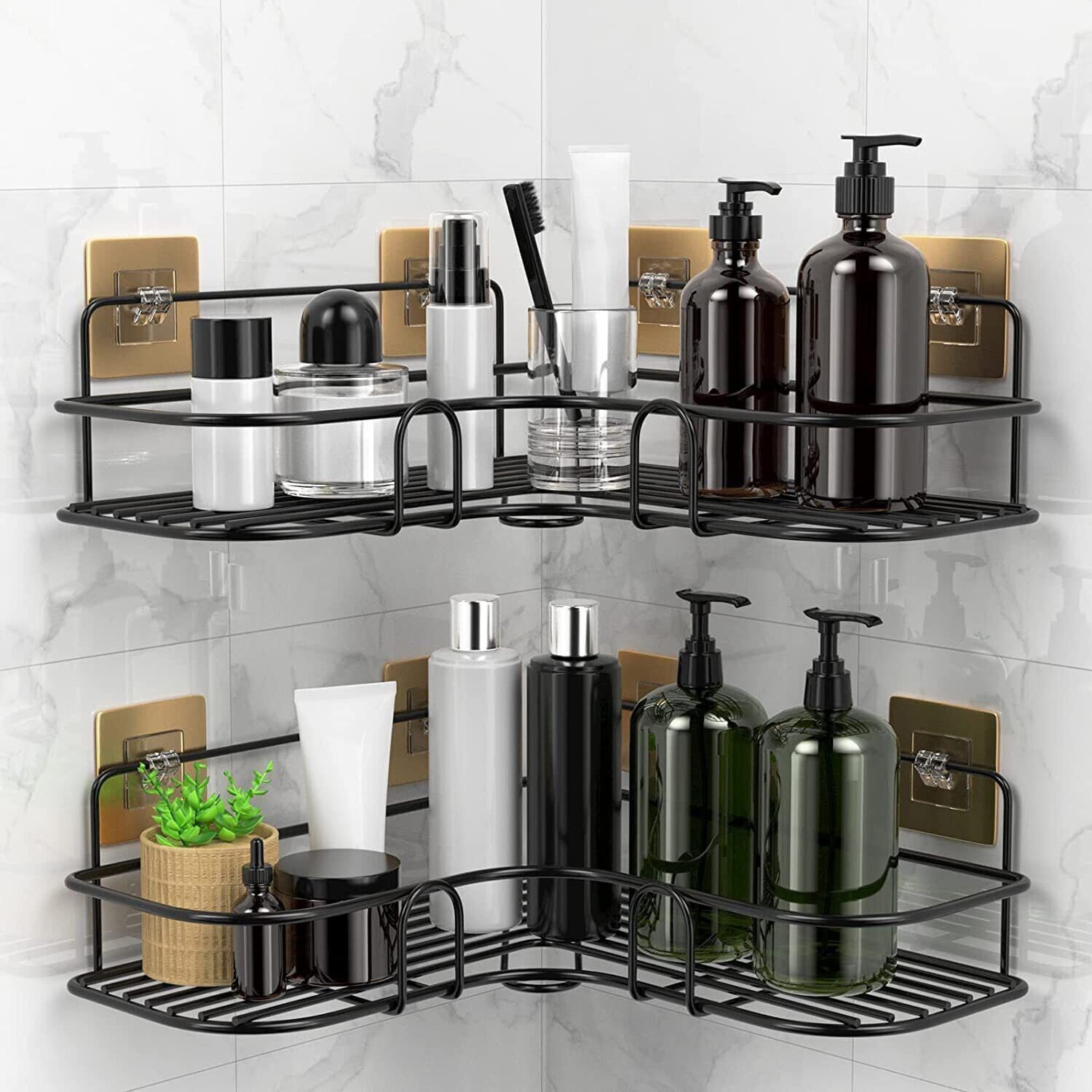quickfit pavitra Multipurpose Self Adhesive Wall-Mounted Corner Storage Rack pack of 2 Iron Wall Shelf-picture-26