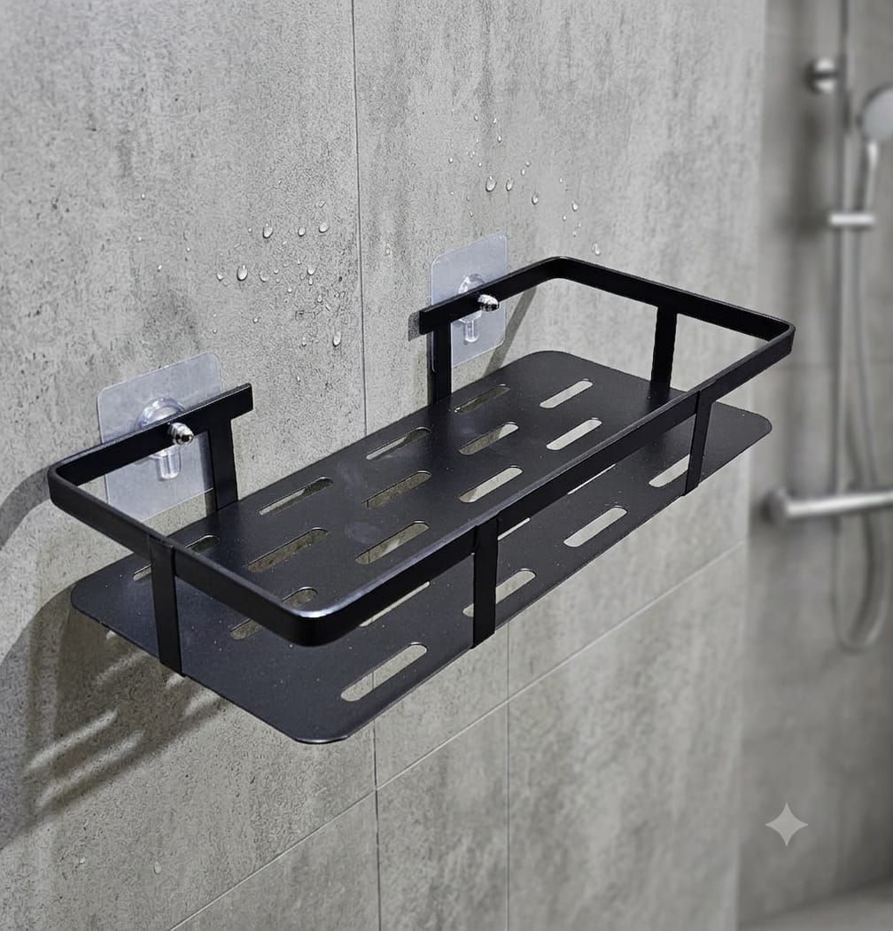 parmeshwar sales Strong Adhesive Storage Organizer Stand (Black, Pack of 1) Iron Wall Shelf-picture-17