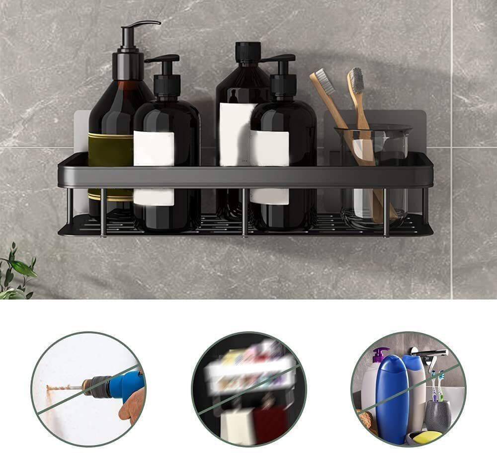 Bathroom Shelf/Wall Mounted Bathroom Organiser with Drill/Kitchen Storage Shelf Iron Wall Shelf-image-24