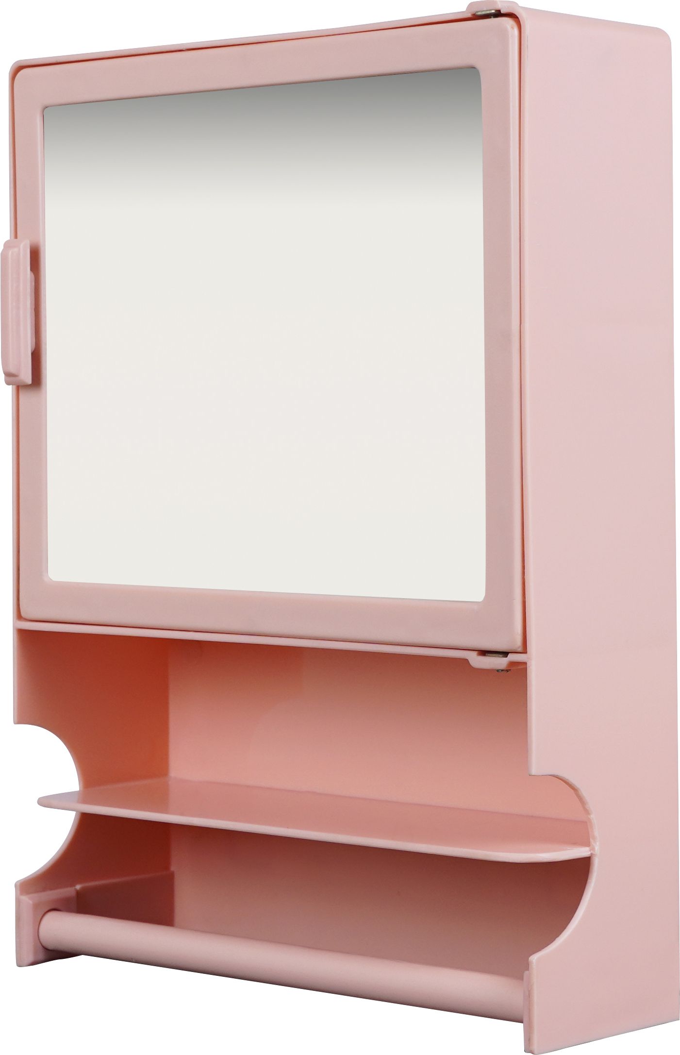 Medium Size(12x16x4) Pink Bathroom Mirror Storage Cabinet With Shelf & Towel Rod Bathroom Mirror-image-1
