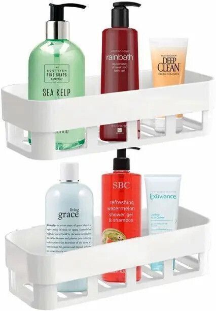sjk Self Adhesive Multi-Purpose Wall Hanging BATHROOM floating Shelf Plastic Wall Shelf-picture-26