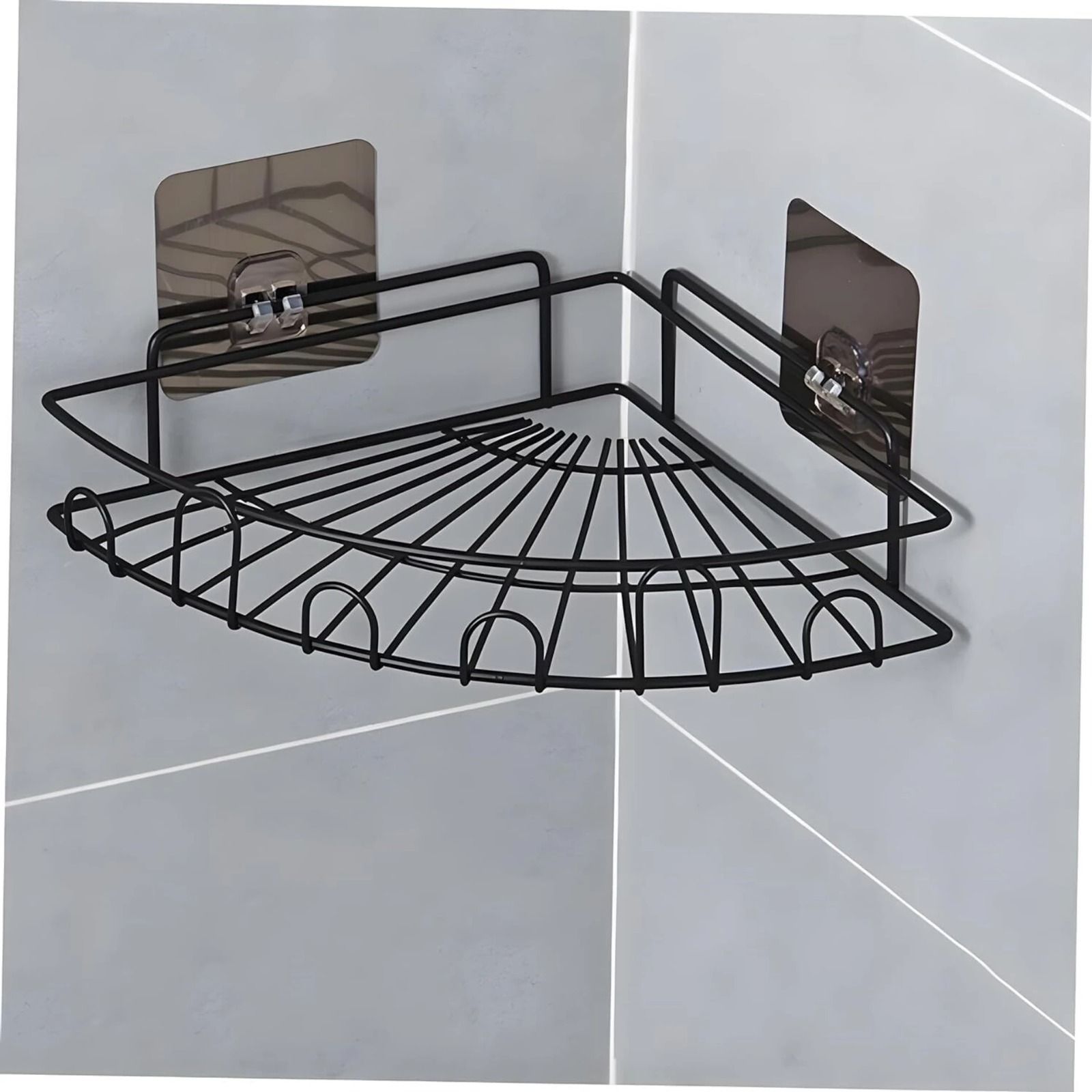 Modern Bathroom Corner Shelf Rack for Shampoo & Soap Storage Iron Wall Shelf-image-43