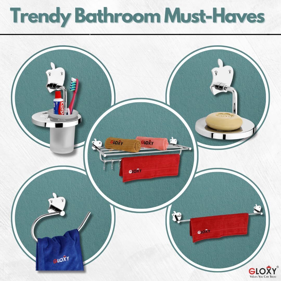 Set of 5 | Towel Rack, Soap Dish, Tumbler Stand, Towel Rod & Napkin Holder Stainless Steel Toilet Paper Holder-image-49