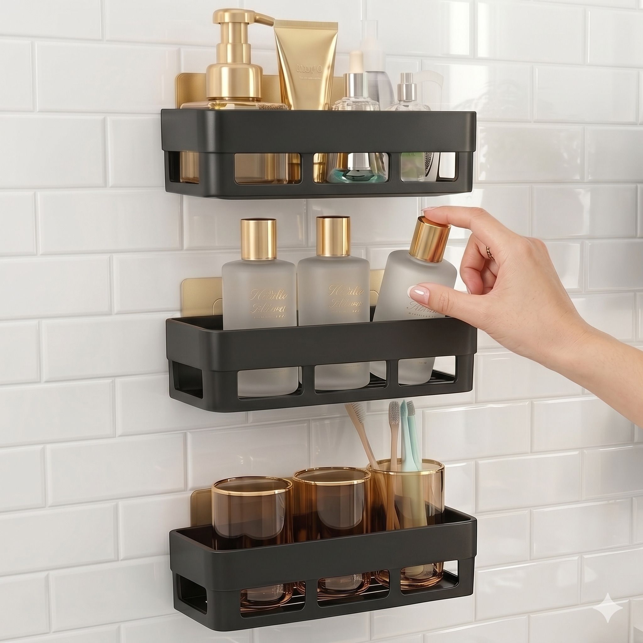 sokmak 3PC No Drill Removable Adhesive Wall Shelf Plastic Kitchen Spice Bottle Holder Plastic Wall Shelf-picture-26