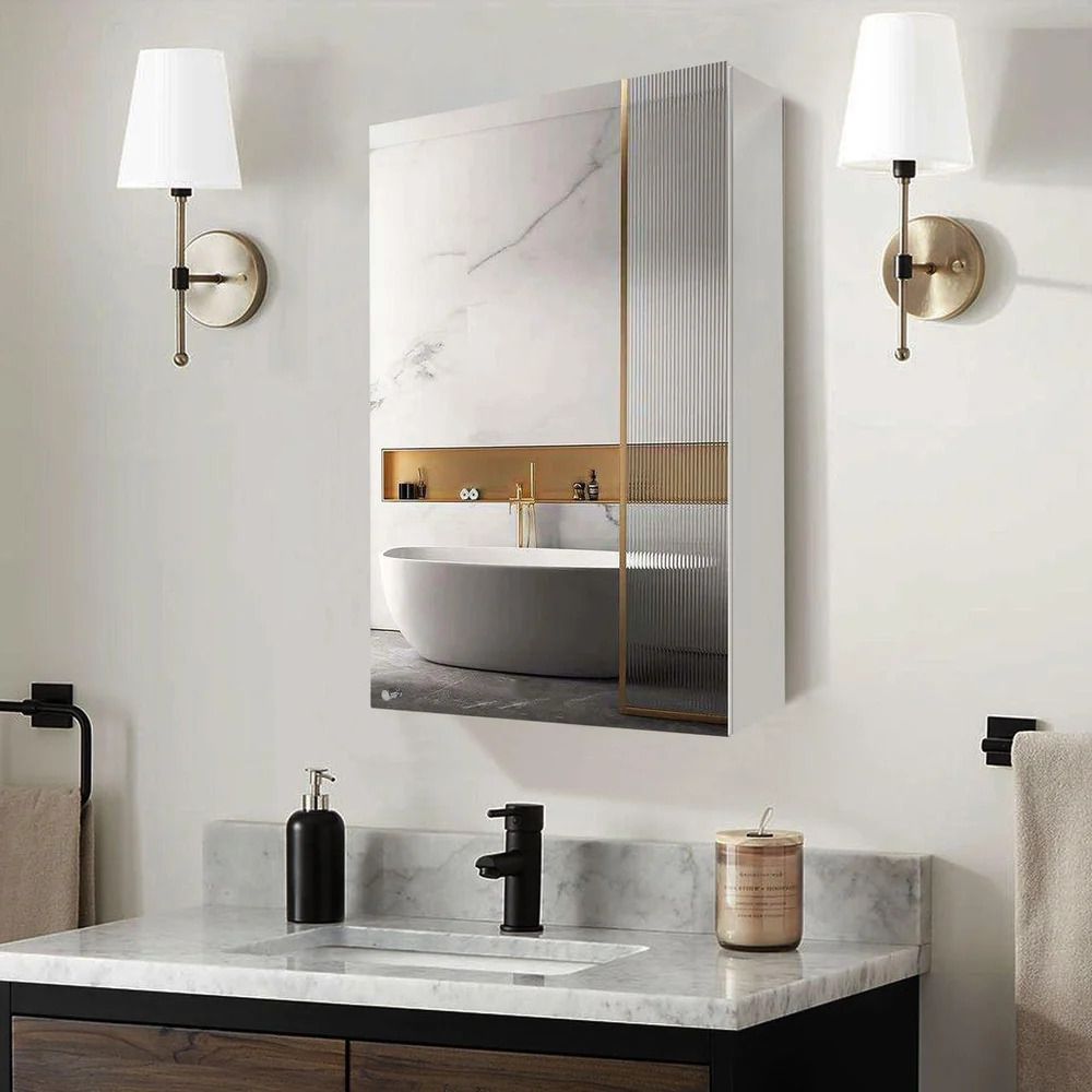 lucios Stainless Steel 304 Bathroom Cabinet with Mirror (16x24 Inch) Stainless Steel Wall Shelf-picture-47