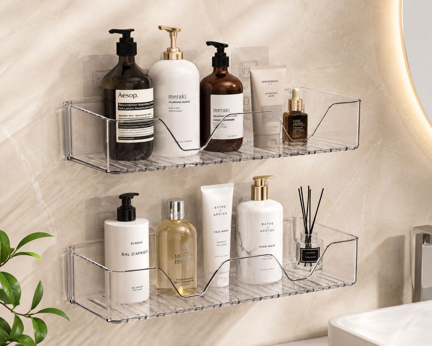 self adhesive bathroom shelf Acrylic, Plastic Wall Shelf-image-24
