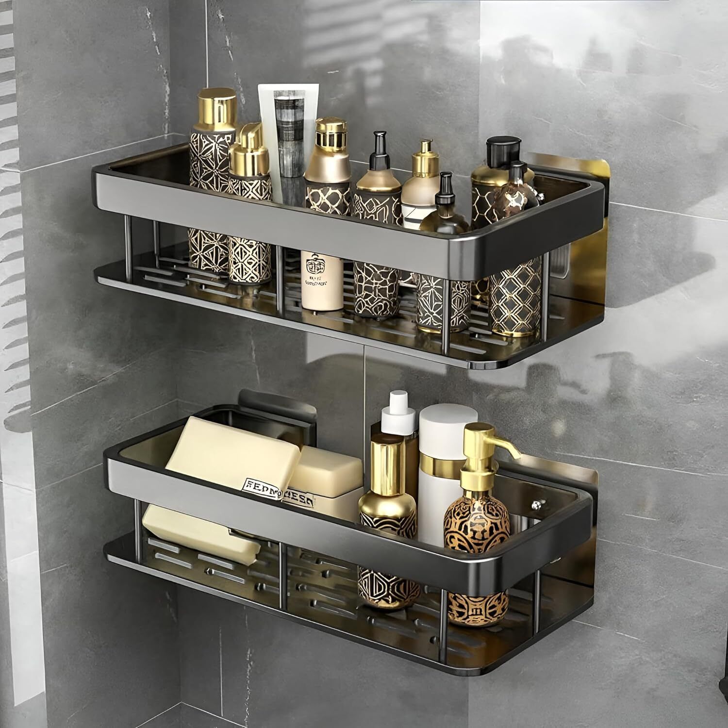 moxtiza Aluminium Bathroom Shelf | Wall Mounted Bathroom Storage Rack Aluminium Wall Shelf-picture-25