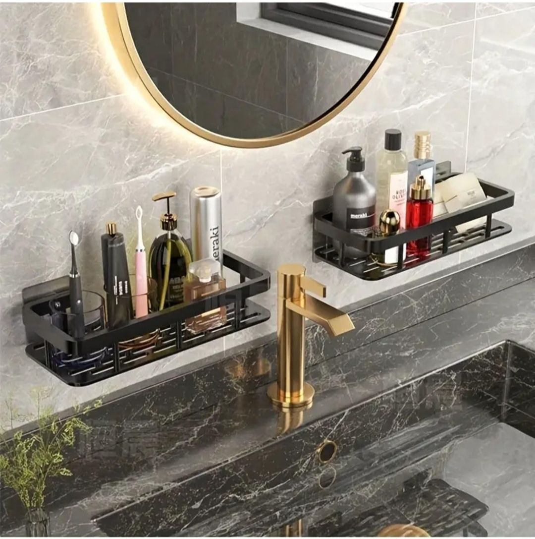 parmeshwar sales Metal Pack of 2 Self Adhesive Shelf for Washroom Dressing/Livingroom Iron, Plastic Wall Shelf-picture-38