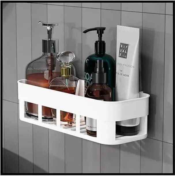 sjk Self Adhesive Multi-Purpose Wall Hanging BATHROOM floating Shelf Plastic Wall Shelf-picture-1