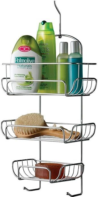 indian decor 31010 Classic 3-Tier Chrome Wire Shower Caddy (52 x 25 x 11 cm) Iron Toilet Paper Holder-picture-15