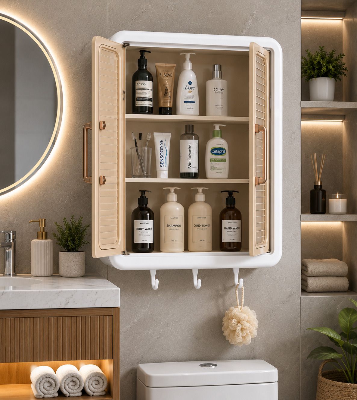 self adhesive bathroom shelf and rack for wall mount / bathroom accessories Plastic Wall Shelf-image-18