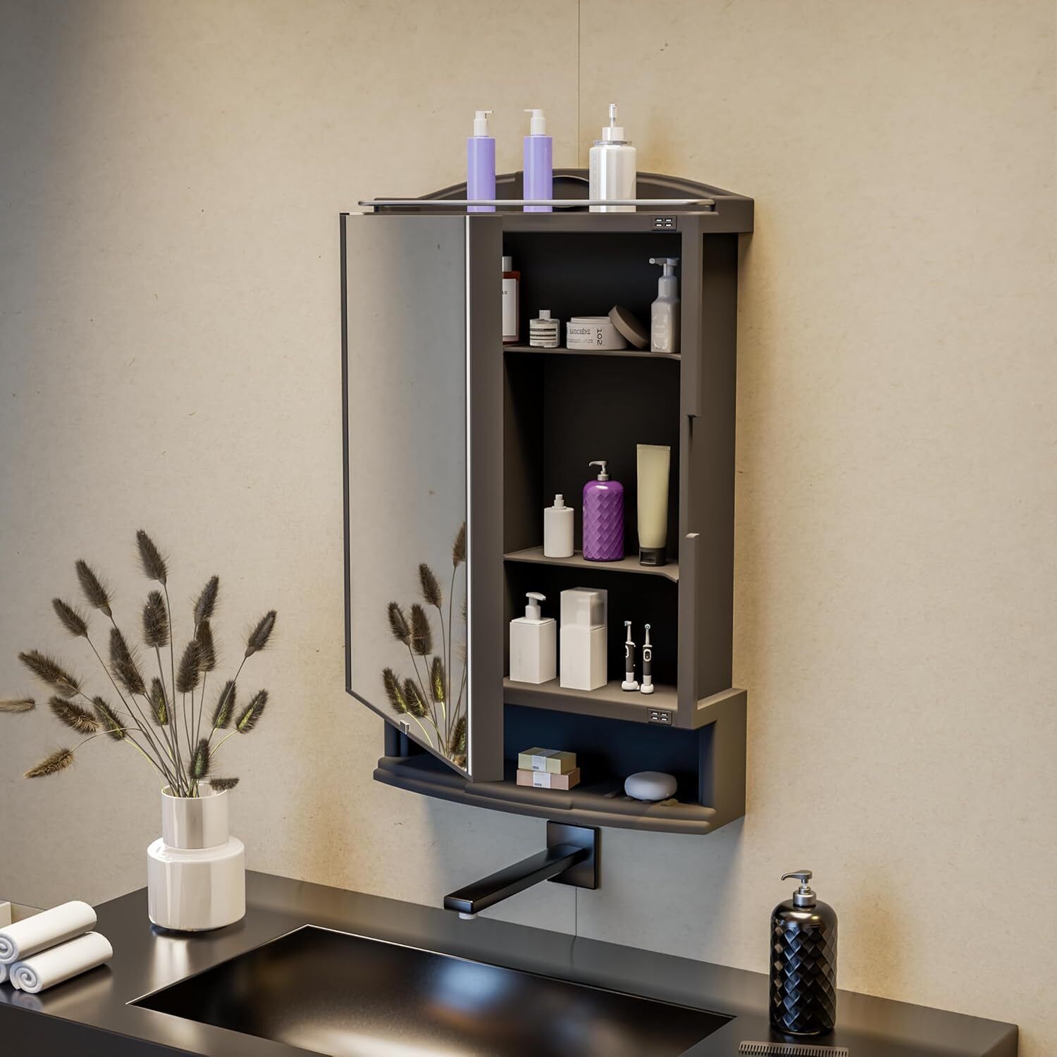 urban choice Saffire Black Polypropylene Wall Shelf-picture-45
