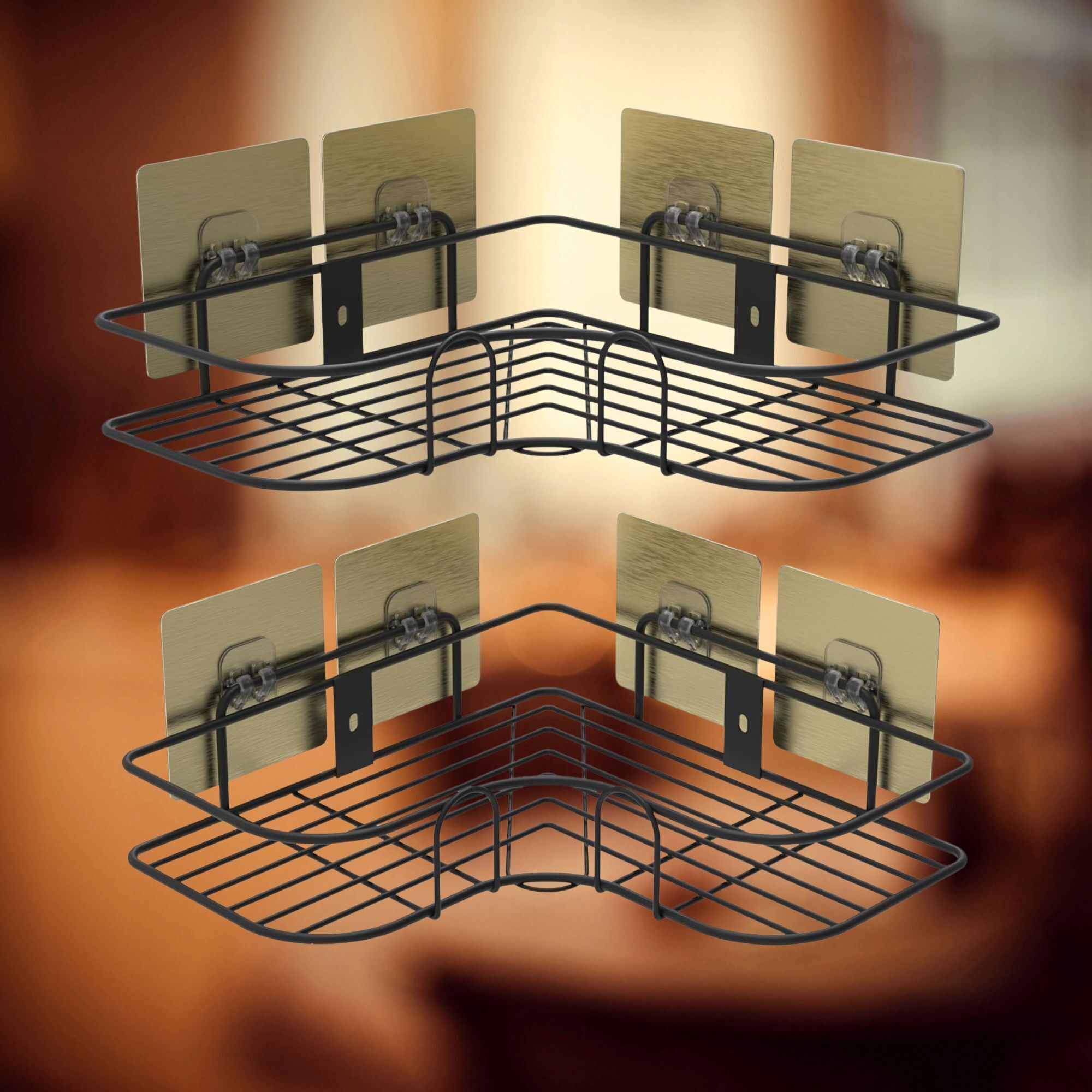 johnweek Wall Mounted Corner Shelf Organizer for Bathroom and Kitchen Iron Wall Shelf-picture-47