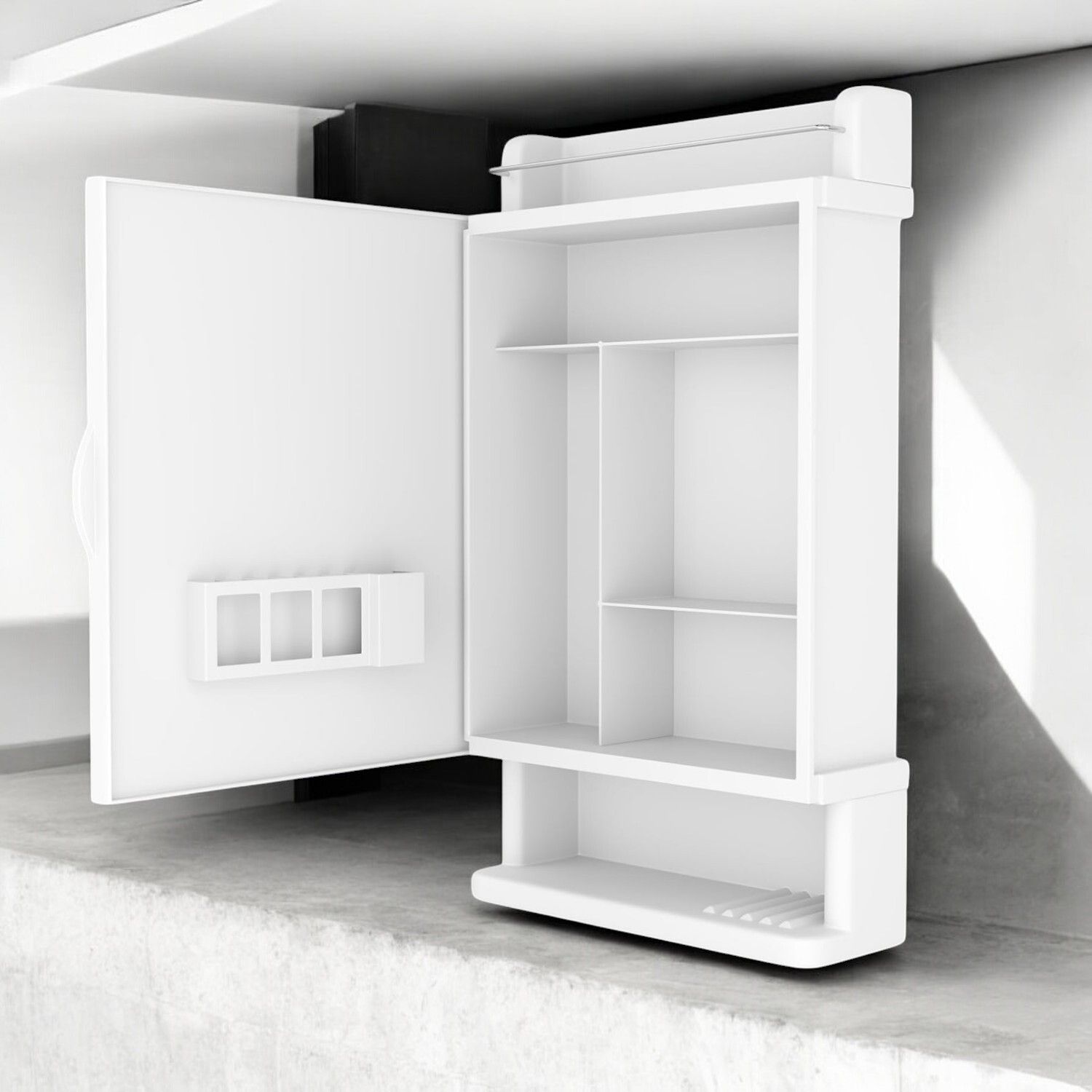 Best Heavy Plastic Mirror Cabinet White Acrylic Wall Shelf-image-47