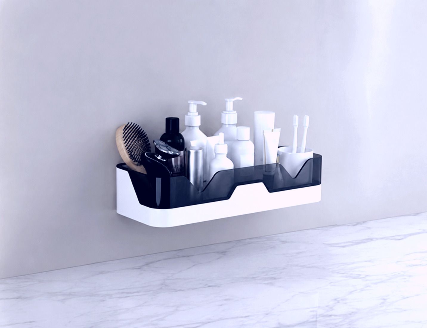 6WALLMOUNTBLACK5WHITERACKX1 Plastic Wall Shelf-image-46