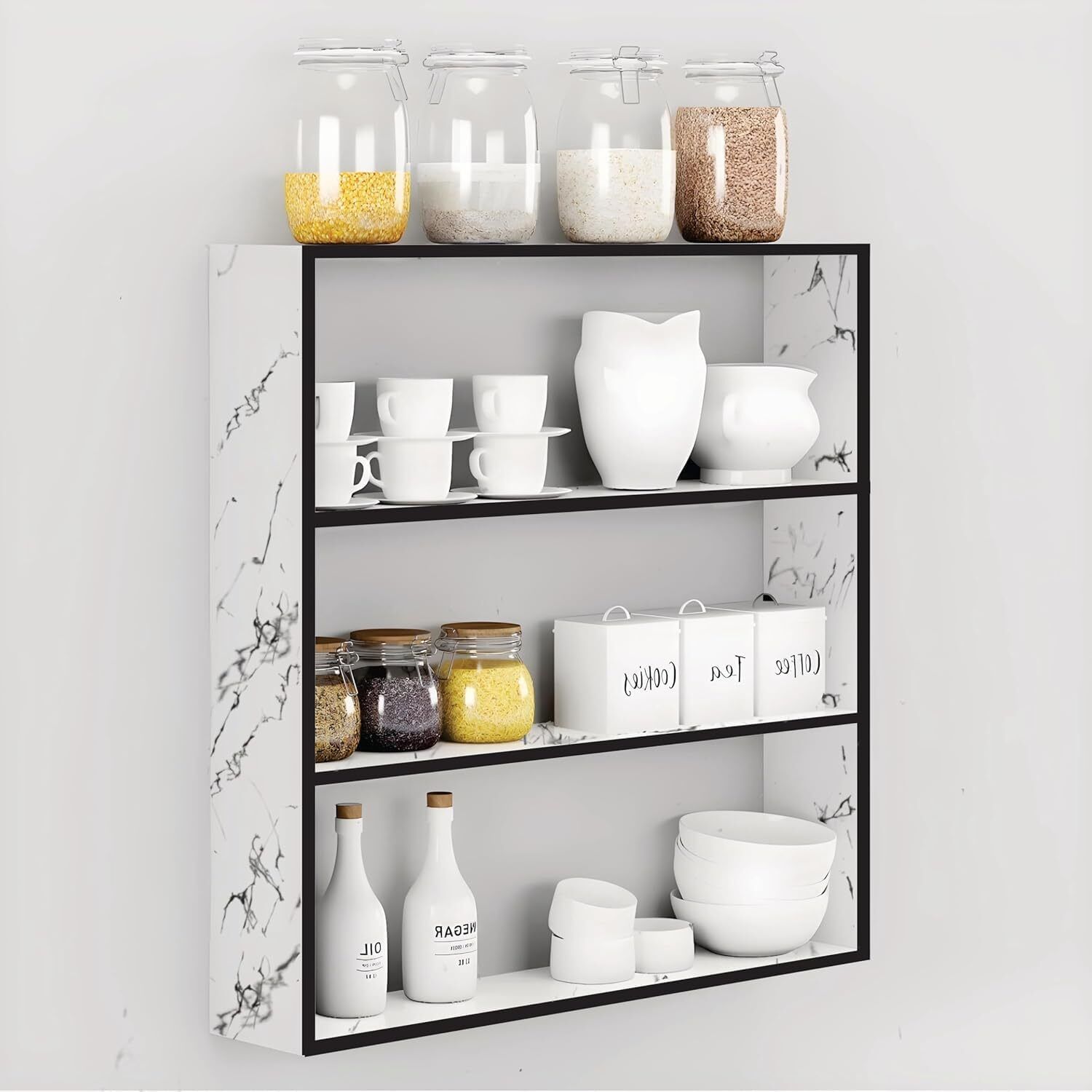 vars decor Containers Kitchen Rack KITCHEN RACK SHELF WHITE Wood-picture-14