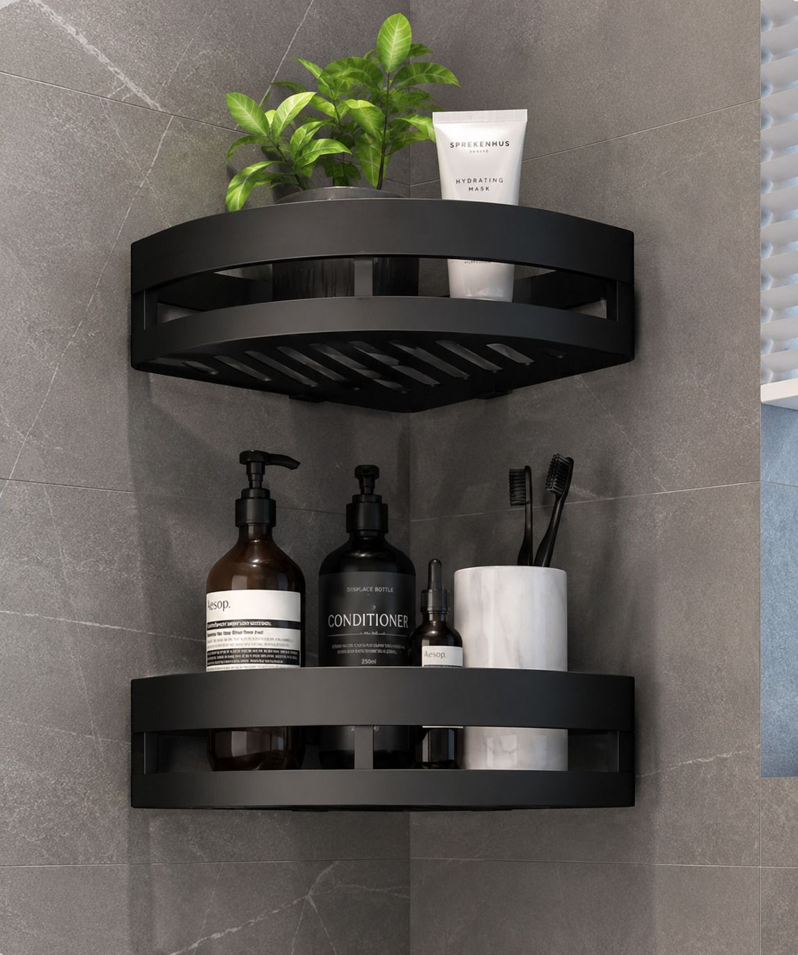 2 Pc Self-Adhesive Plastic Bathroom Corner Shelf Wall Shelf Plastic Wall Shelf-image-17