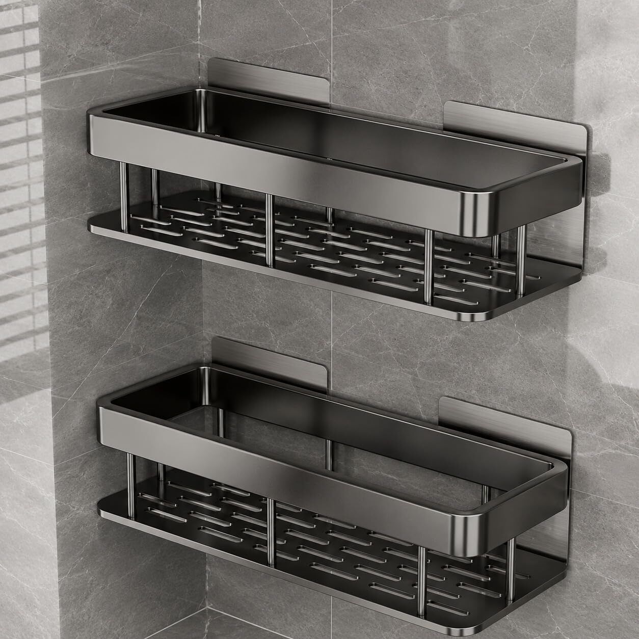 Self Adhesive Bathroom Shelf for Wall Shelf Organizer Wall Mounted Cast Iron, Iron, Plastic Wall Shelf-image-25