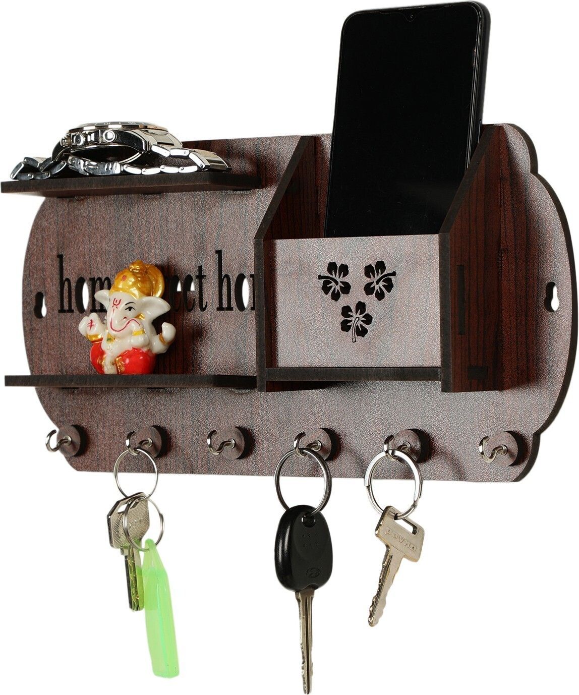 wall rack shelf full multi parpose key holder Wooden Wall Shelf-image-13