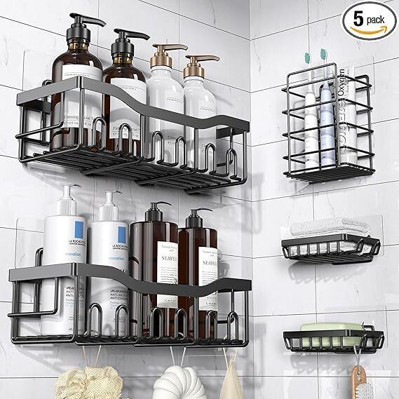 5 PCS BATHROOM ORGANISER Iron Wall Shelf-image-26