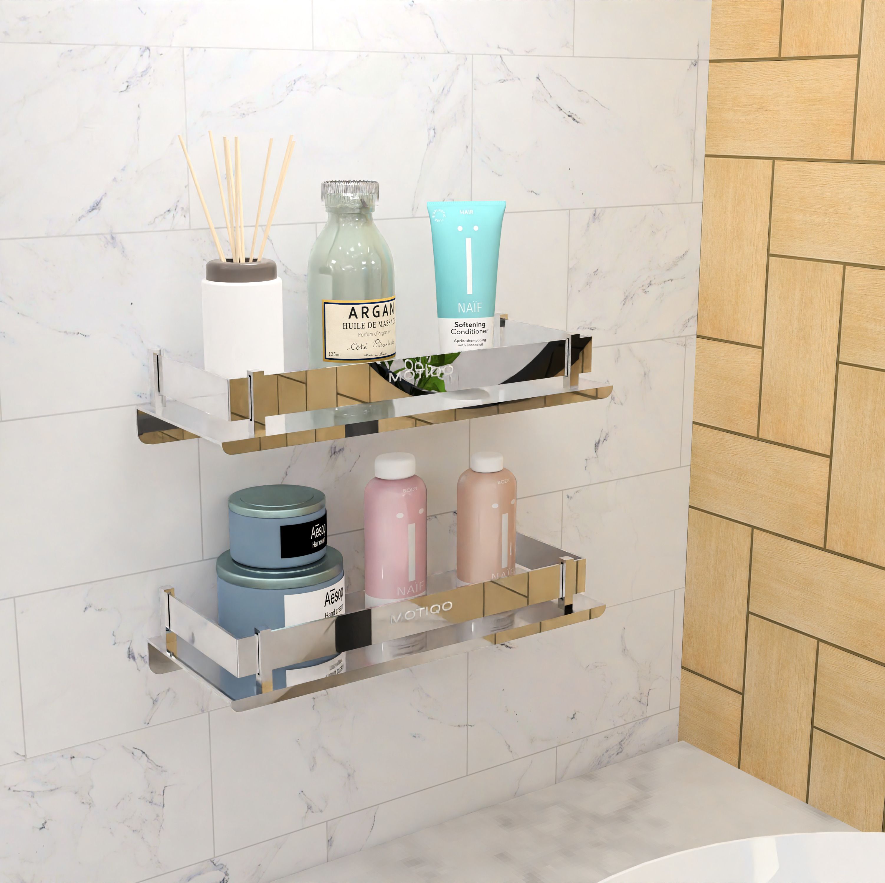 Stainless Steel Bathroom Shlelf and shelves, Kitchen Rack (12X5 Inch, Set-2) Stainless Steel Wall Shelf-image-9