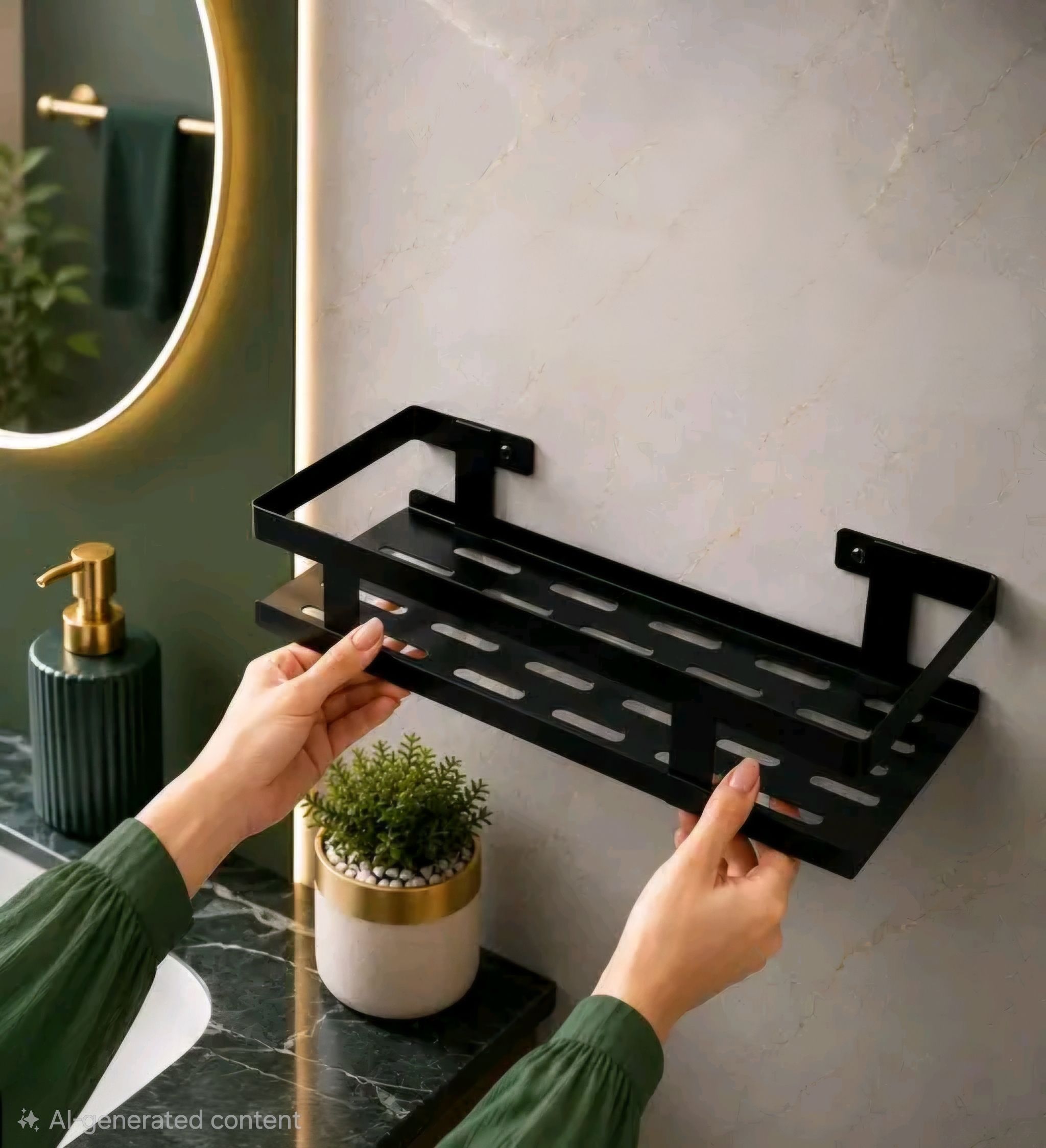 Premium Self Adhesive Bathroom Shelf Pack of 1 | Wall Mounted Bathroom Organizer Iron Wall Shelf-image-27