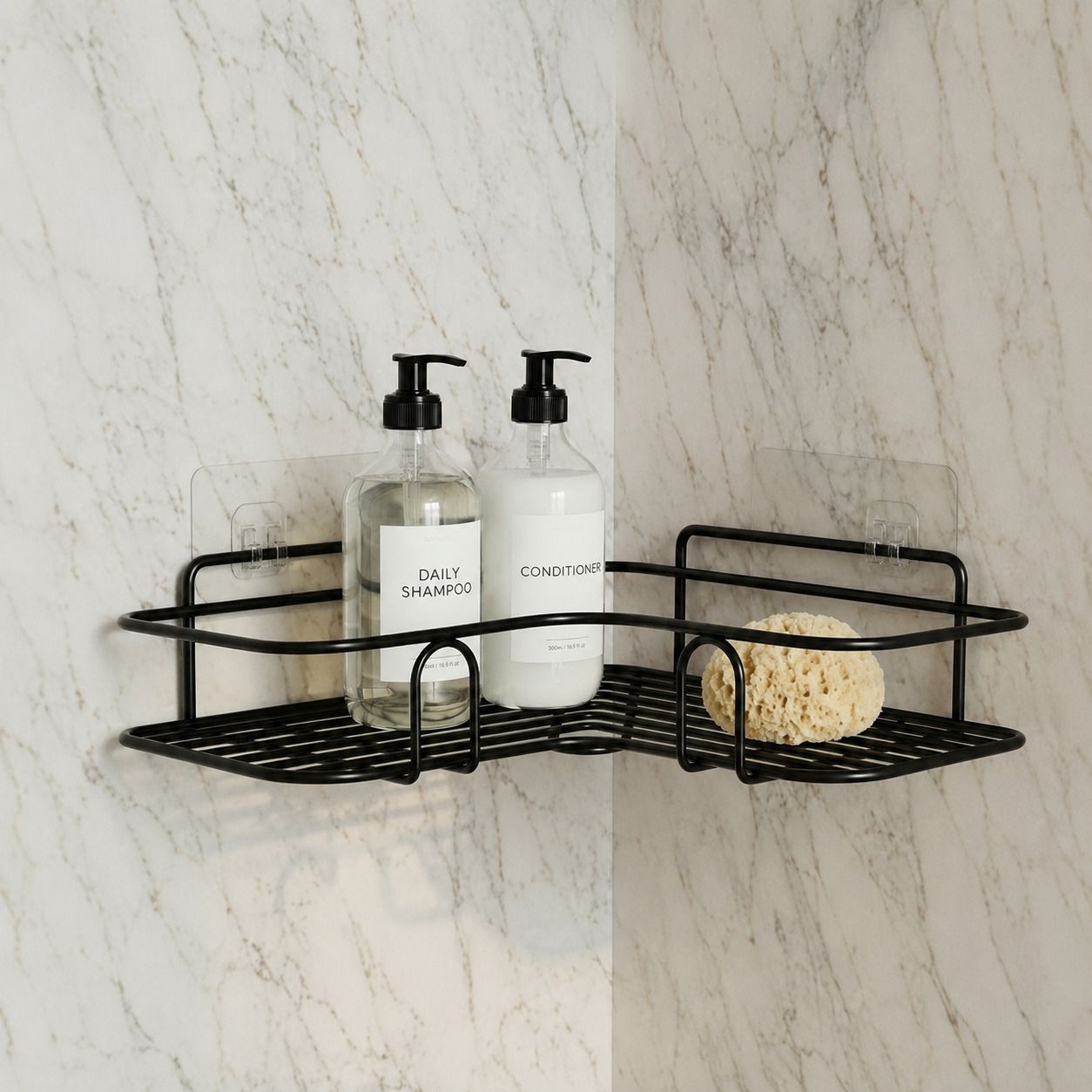 amazely Self Adhesive Bathroom Corner Rack No Drill Rust Resistant Metal Shelf Iron Wall Shelf-picture-37