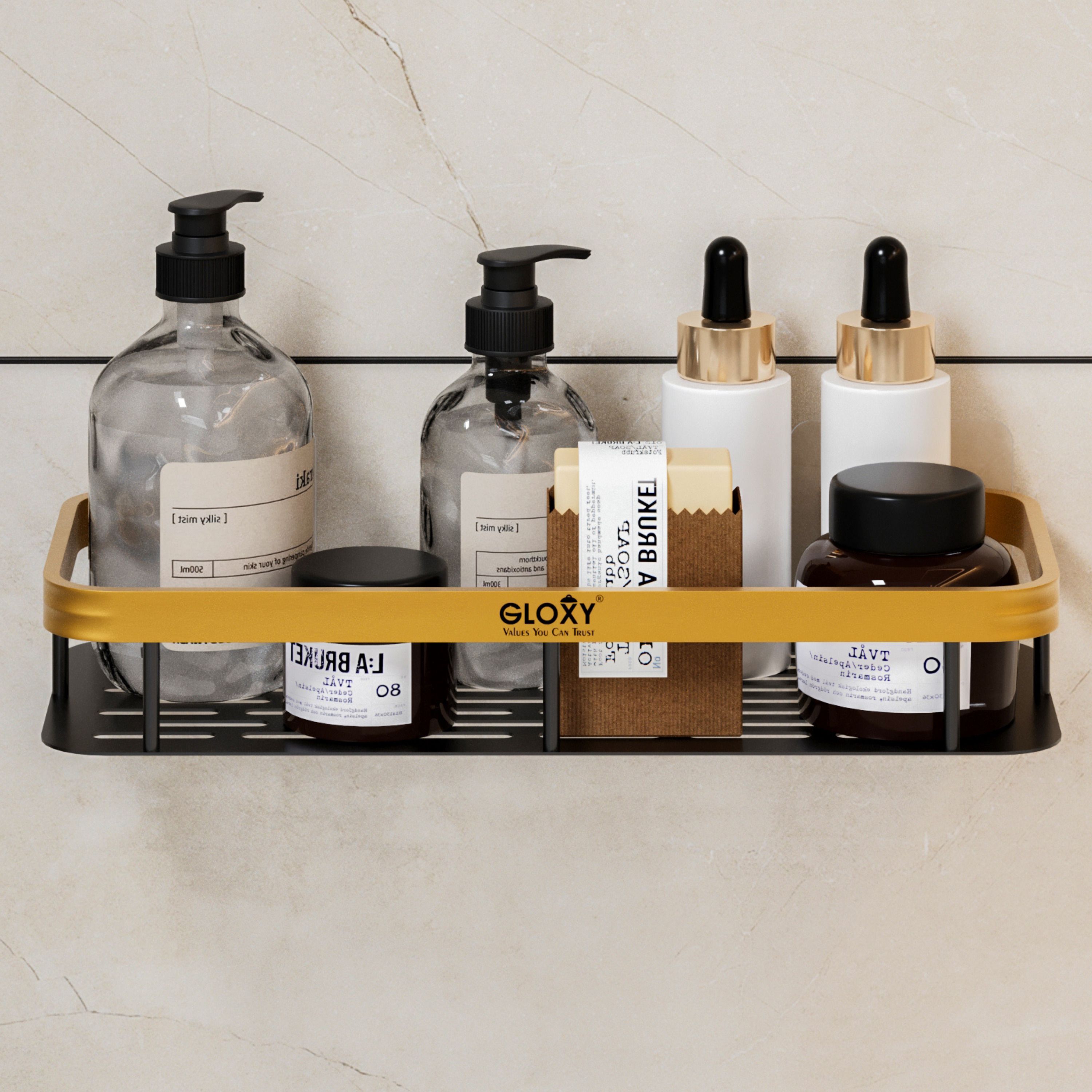 2PCS Bathroom Organiser Without Drill Self Adhesive Shelves Shelf Rack Washroom 6 inch 2 Bar Towel Rod-image-28