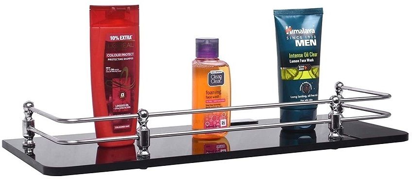 Premium Black Glass Shelf for Bathroom/Wall Shelf/Storage Shelf(15x6 Inches) Glass Wall Shelf-image-41