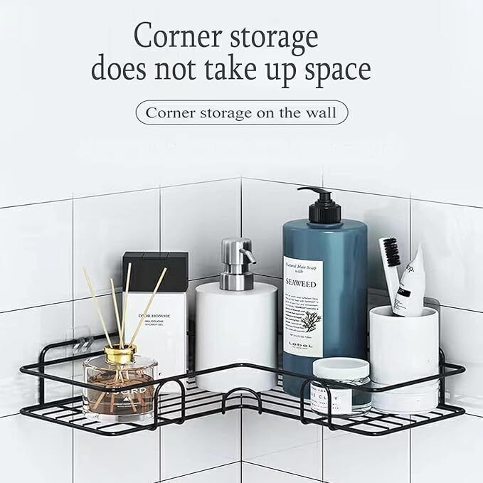 zolento 2-Tier Wall Mounted Bathroom & Kitchen Storage Rack (Adhesive Mount) Steel Wall Shelf-picture-10