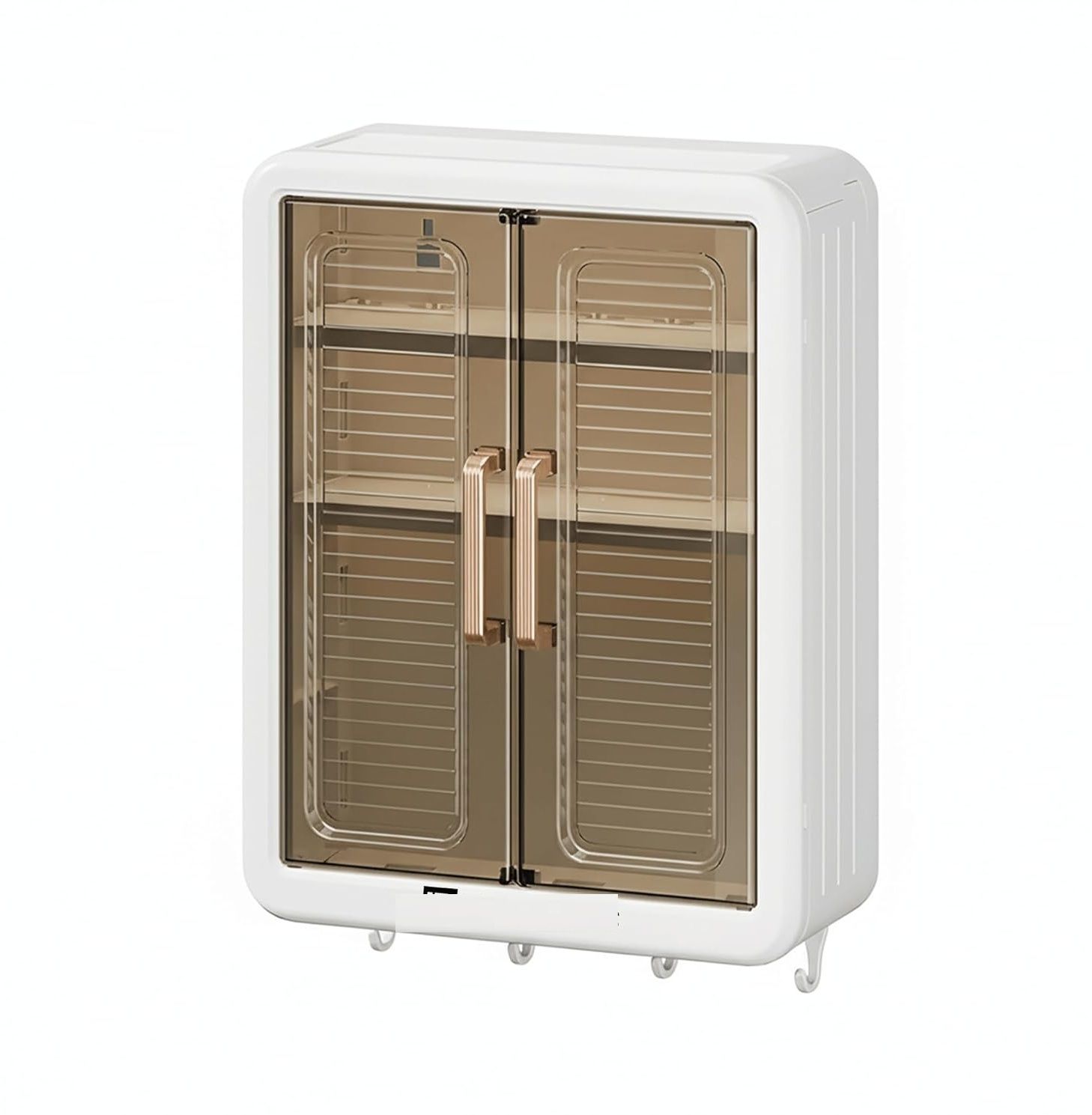 Wall-Mounted Self-Adhesive Bathroom & Kitchen Organiser with Doors and Shelves Plastic Wall Shelf-image-8