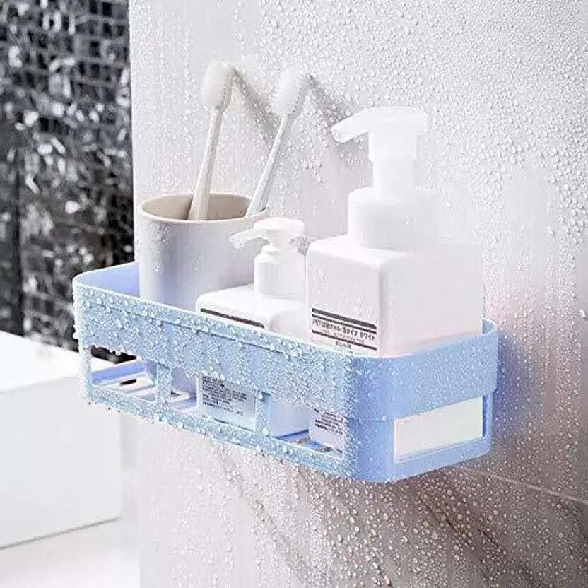 sjk Self Adhesive Multi-Purpose Wall Hanging BATHROOM floating Shelf Plastic Wall Shelf-picture-2