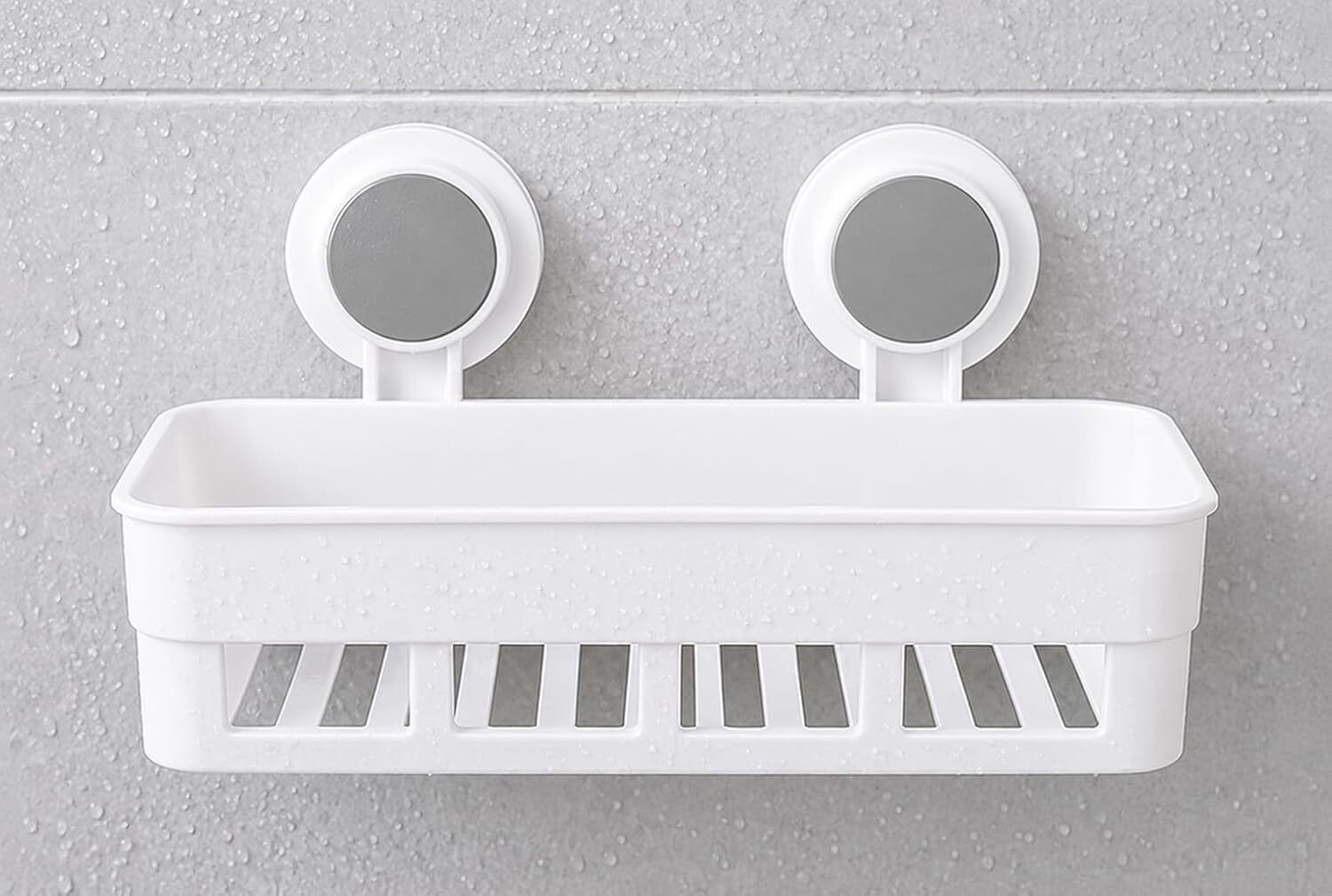 sbt Suction Cup Bathroom Organizer| No Drill Bathroom Accessories Plastic Wall Shelf-picture-4
