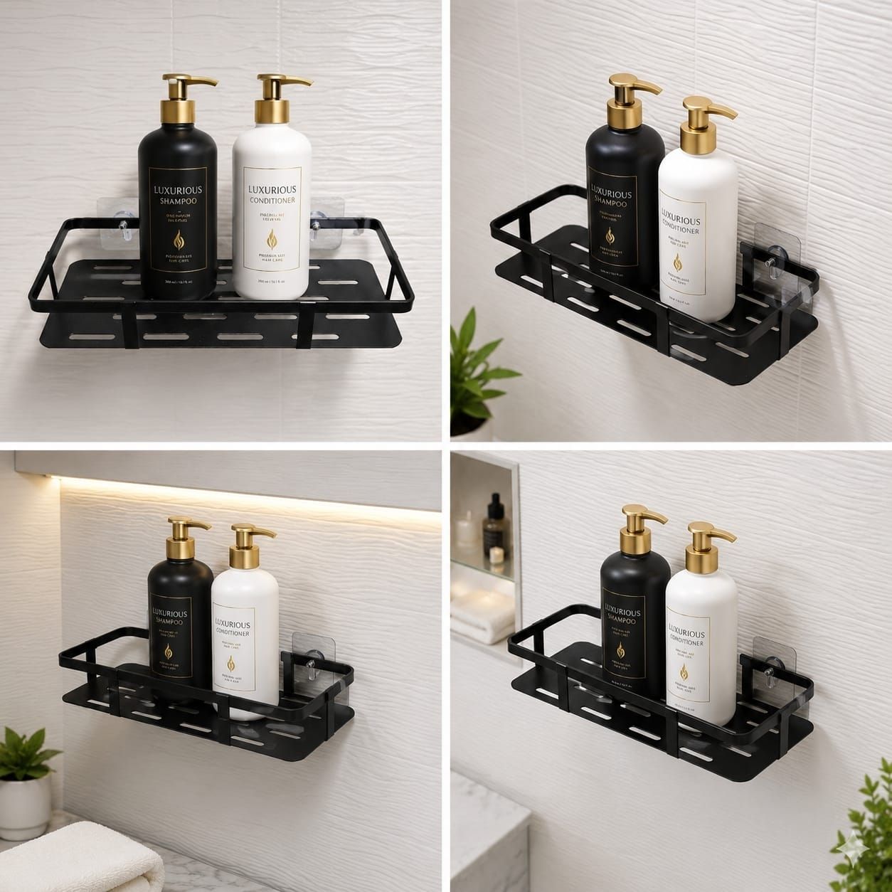 parmeshwar sales 4 Pcs Self Adhesive Bathroom Shelf for Wall | Bathroom Organizer Without Drill Iron Wall Shelf-picture-10