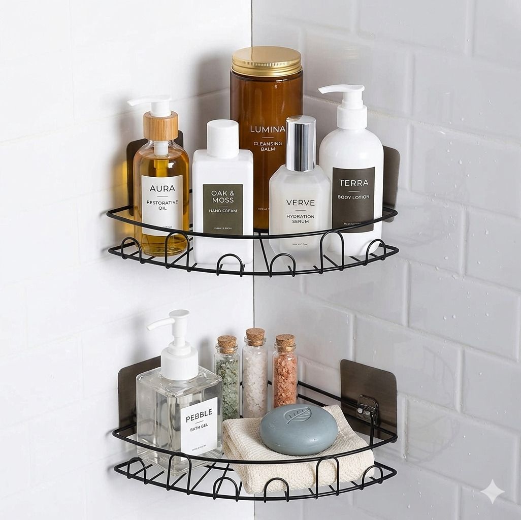 landwood 2 pack Bathroom Shelf Organizer – Rustproof Wall Mounted Shower Caddy Rack Iron Wall Shelf-picture-36