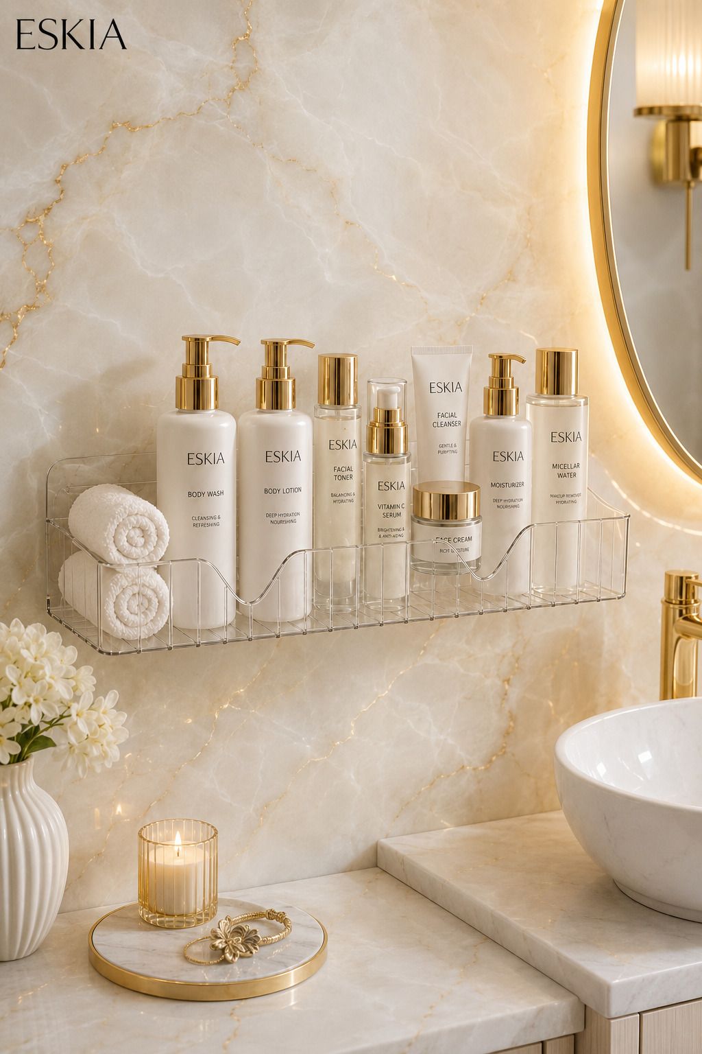 eskia Premium Transparent Bathroom Wall Mounted Storage Shelf Plastic Wall Shelf-picture-29