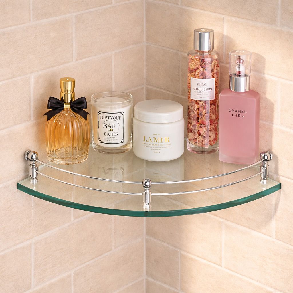 Auraview Corner Tempered Glass Bathroom Shelf Glass, Stainless Steel Wall Shelf-picture-36