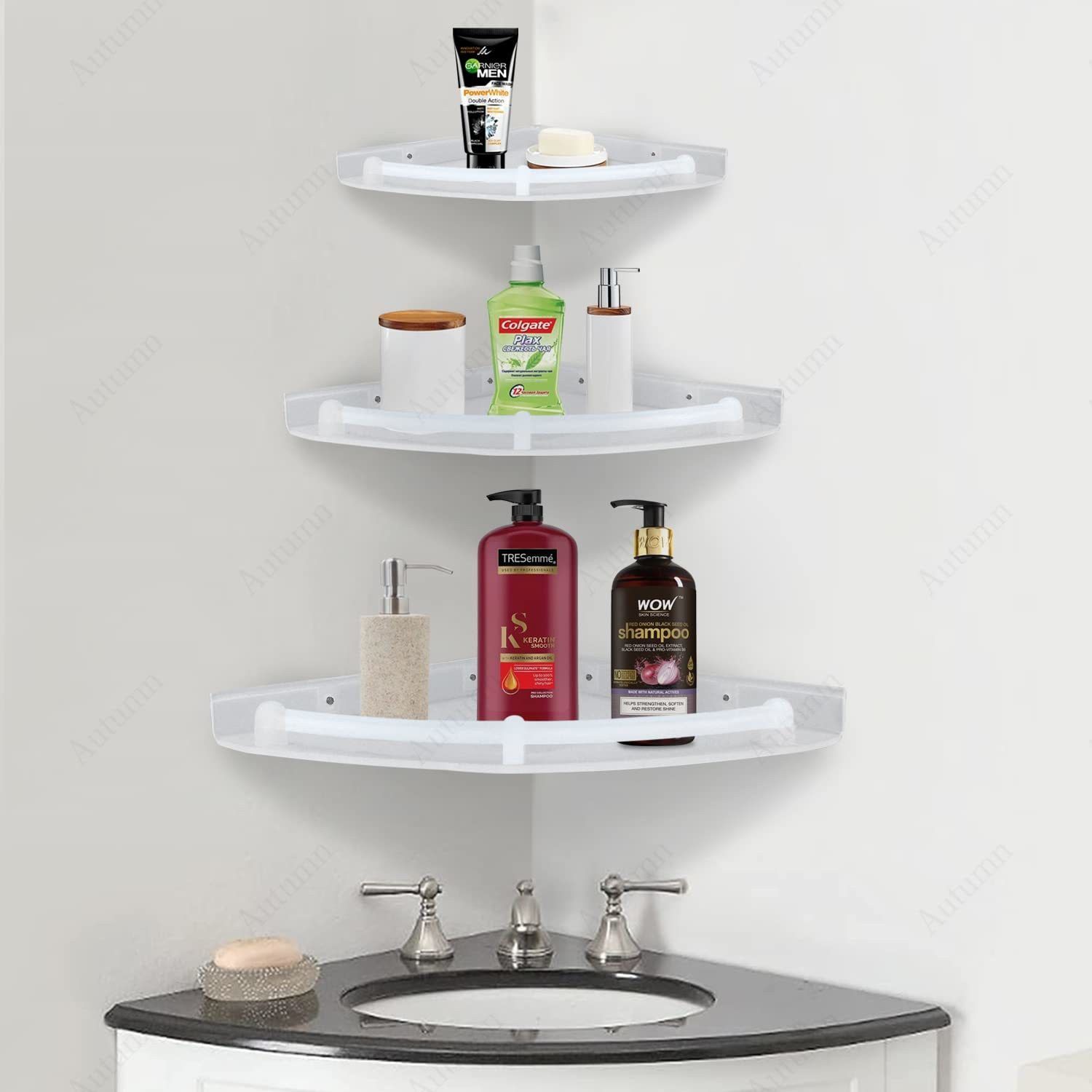 Corner Set of 3 pcs (Size :- 7X9 Inches, 9X12 Inches, 12X15 Inches) Plastic Wall Shelf-image-24