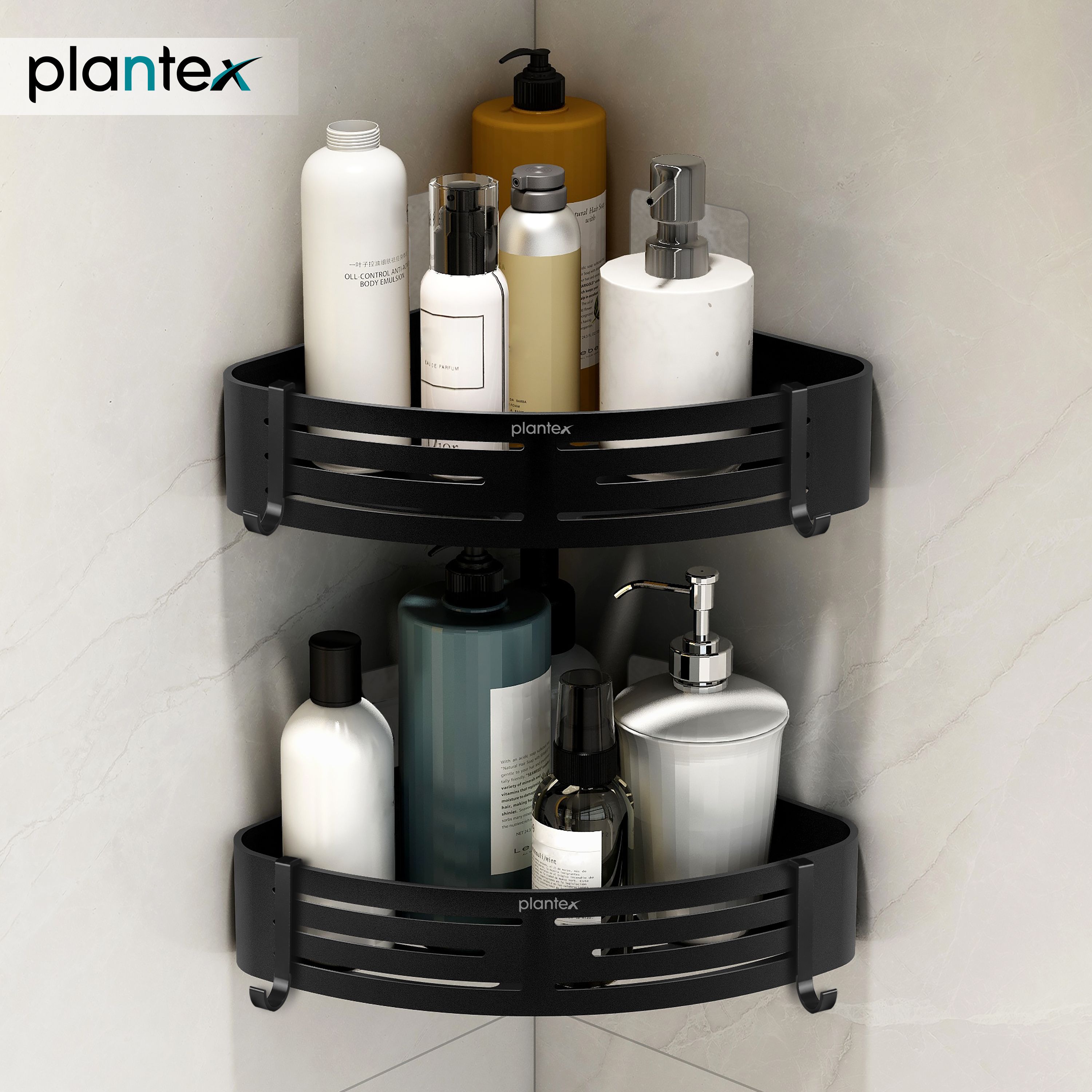 Corner Shelf/Shelf for Bathroom/Organizer Shelf with Self Adhesive Sticker-9x9in Aluminium Wall Shelf-image-48
