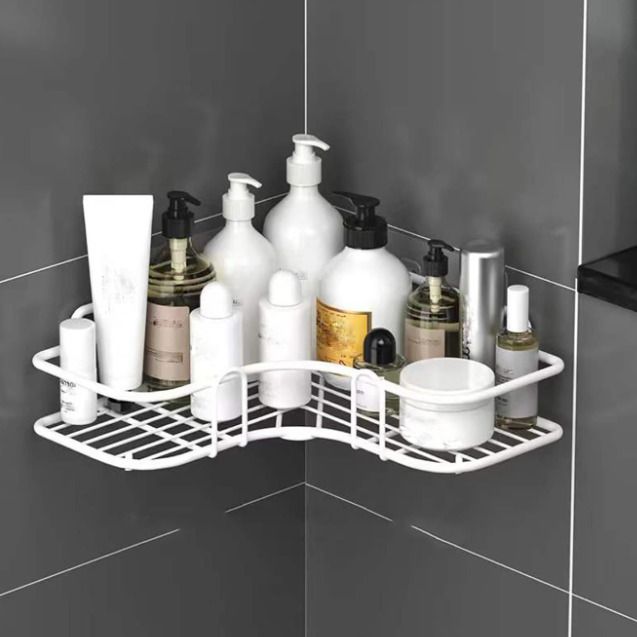 forcasa Multipurpose Wall Mounted Corner Shelf/Self Adhesive for bathroom/ Kitchen Steel Wall Shelf-picture-14