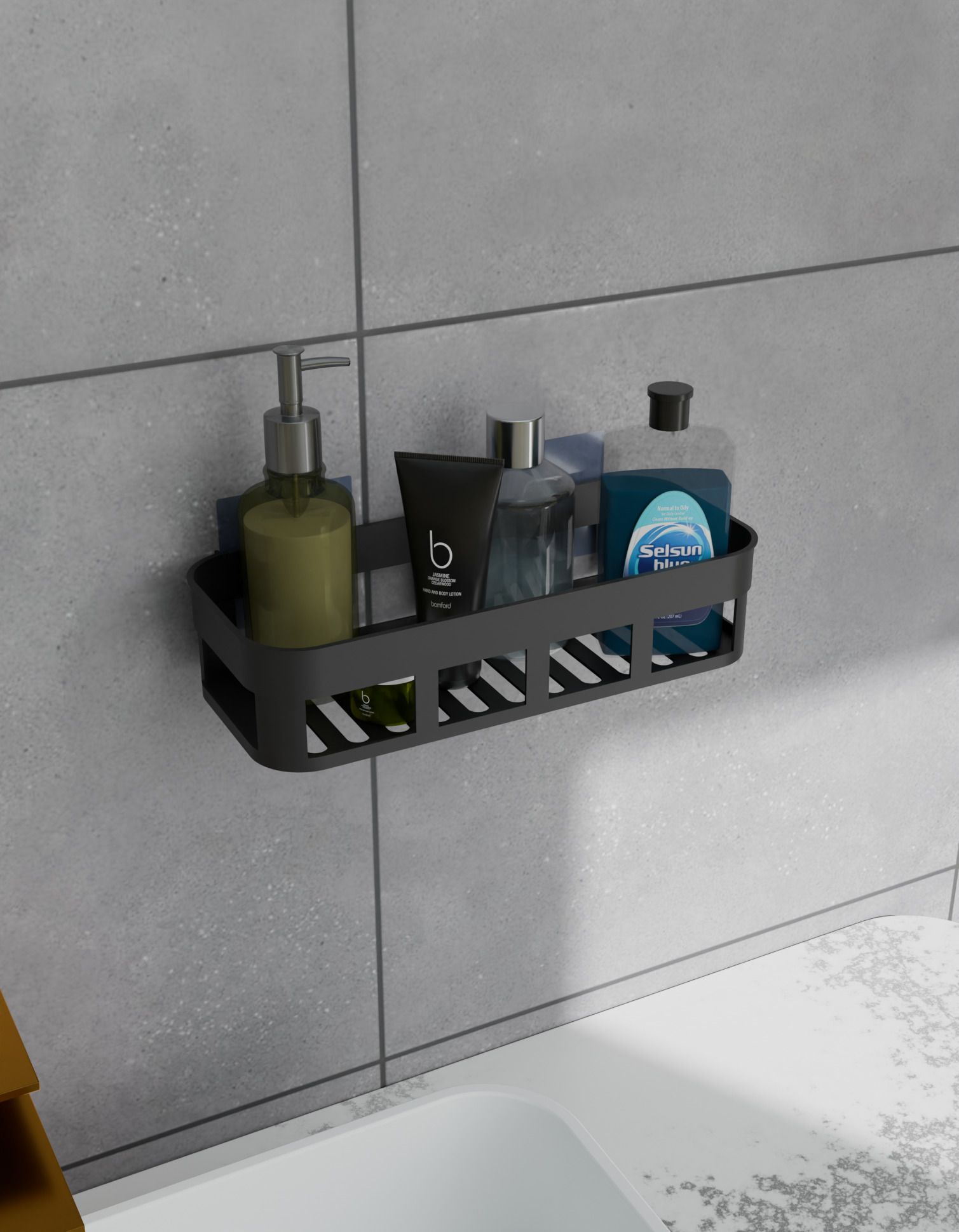 Shelf Adhesive No Drill Wall Mount Bathroom Organizer Wall Shelf Kitchen Rack Plastic Wall Shelf-image-45