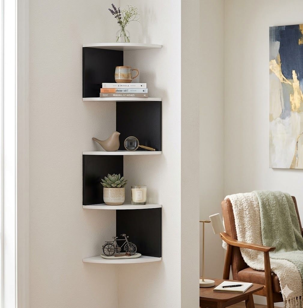 2. MDF Corner Wall Shelf 5 Tier Floating Wall Rack for Home Decor Storage MDF (Medium Density Fiber) Wall Shelf-image-1