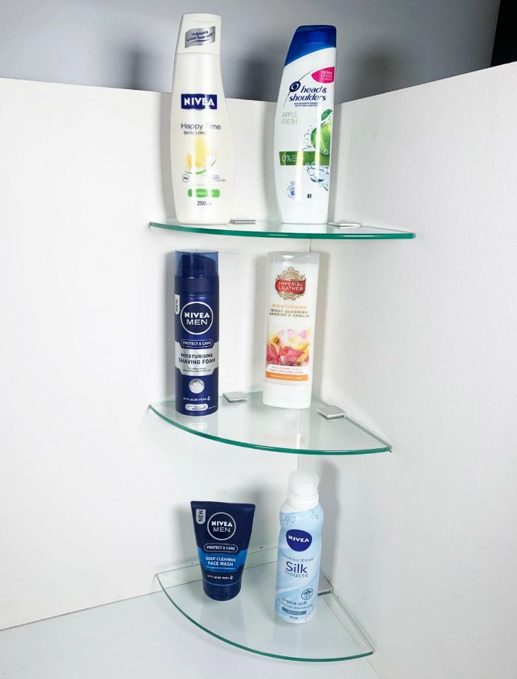windowera Glass Corner Shelf Suitable For Bathroom, Kitchen, Living room,, Multi Uses Glass Wall Shelf-picture-20